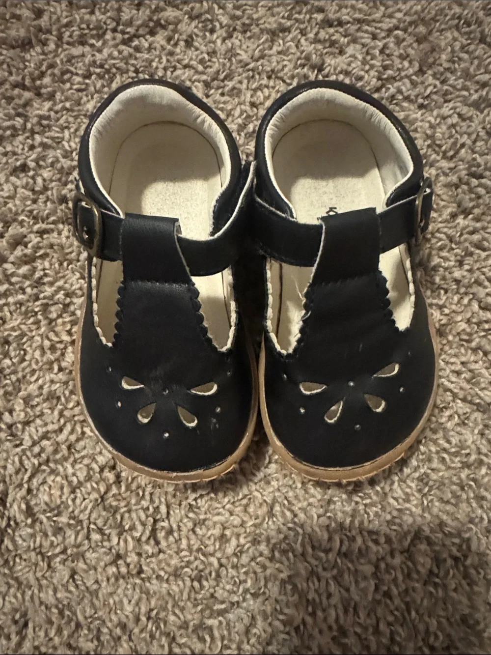 Kids Black Mary Jane Shoes with Floral Cutouts